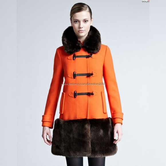 NWOT Kate Spade Allie Faux Fur Trimmed Duffel Coat - Picture 4 of 14